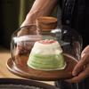 Wooden Cake Tray with Glass Cover Dessert Plate Decorative Plates Display Plates Pastry Plate Tea Tray Fruit Bowl Dim Sum Dish