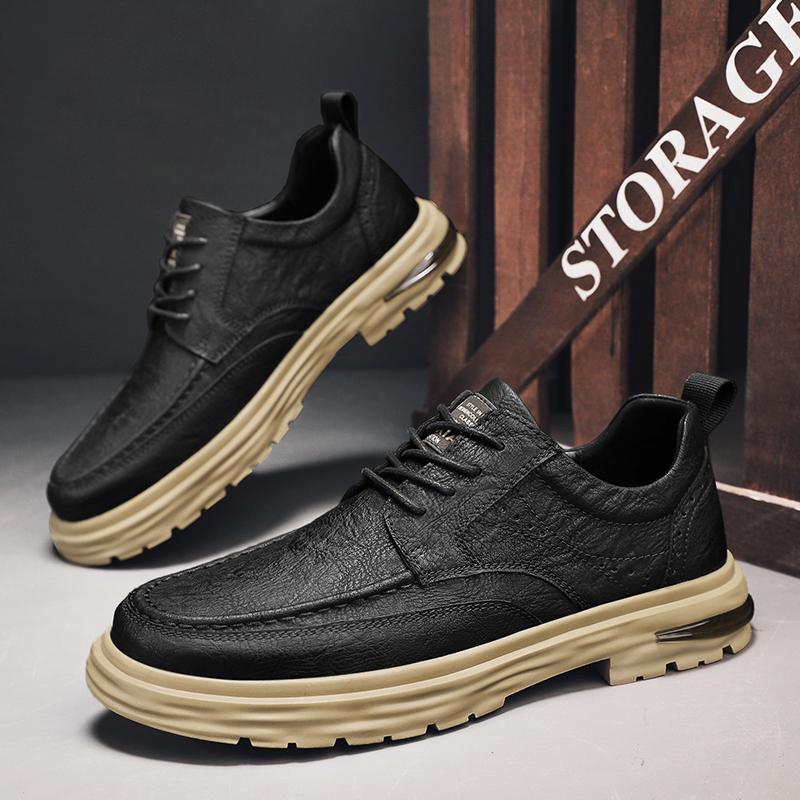 

2024 Мужские Классические Хаки/черные Кожаные Кроссовки Повседневная Кожаная Обувь Обувь на Шнуровке Мужская Мода Уличная Обувь для Ходьбы Мужские Кроссовки 45 чёрный