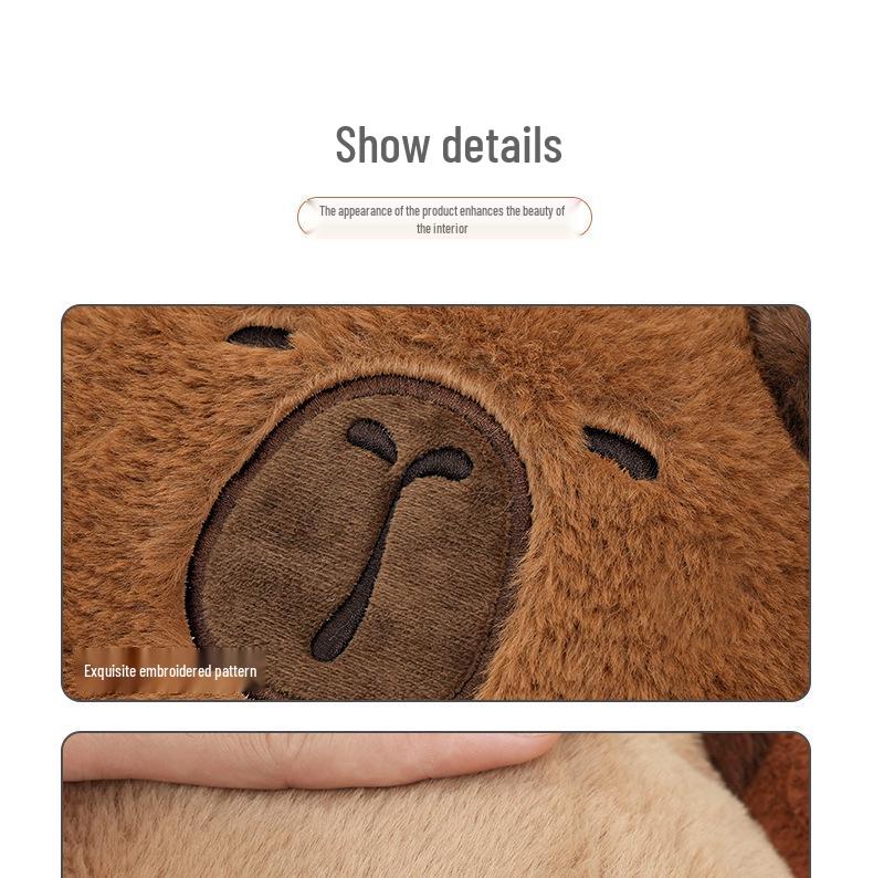 Capybara Plush Car Seat Neck and Lumbar Support Pillow Set