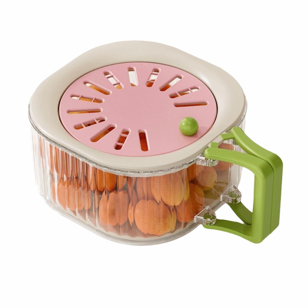 

Splash-proof Fruit Cleaning Bowl Double Layer Fruit Drainer Container Vegetable Drain Basket Home Pink Vertical