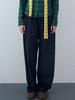 ENZO BLUES Seersucker Check Wide Elastic Pants (Navy)