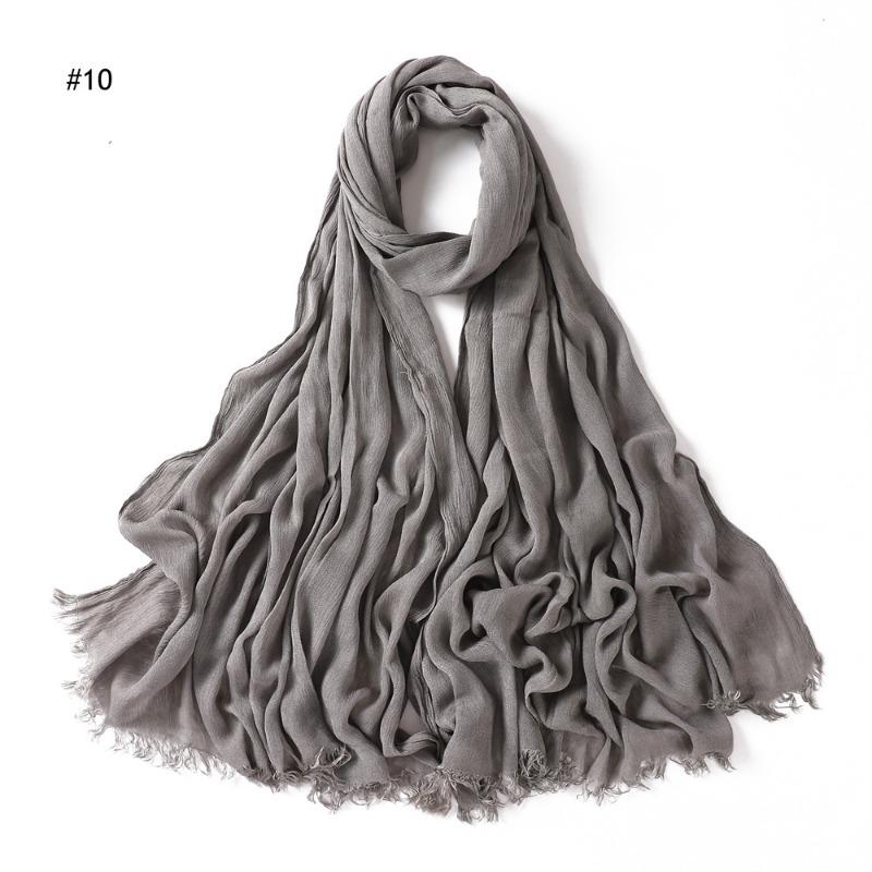 % Rayon Pleated Solid Color Human Cotton Two-end Beard Bag Headscarf Female, New Breathable Soft Scarf