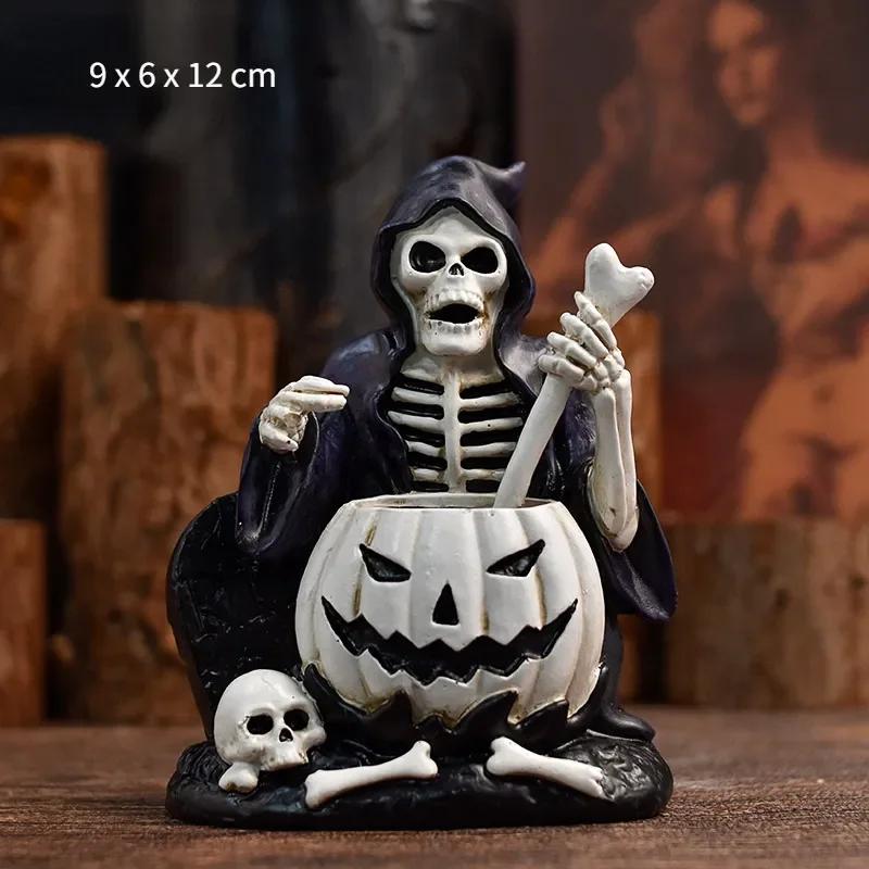 Schädel Figuren Schädel Gothic Zimmerdeko Schreckliche Geist Harz Skelett Skulpturen für Innen Hausdekorationen