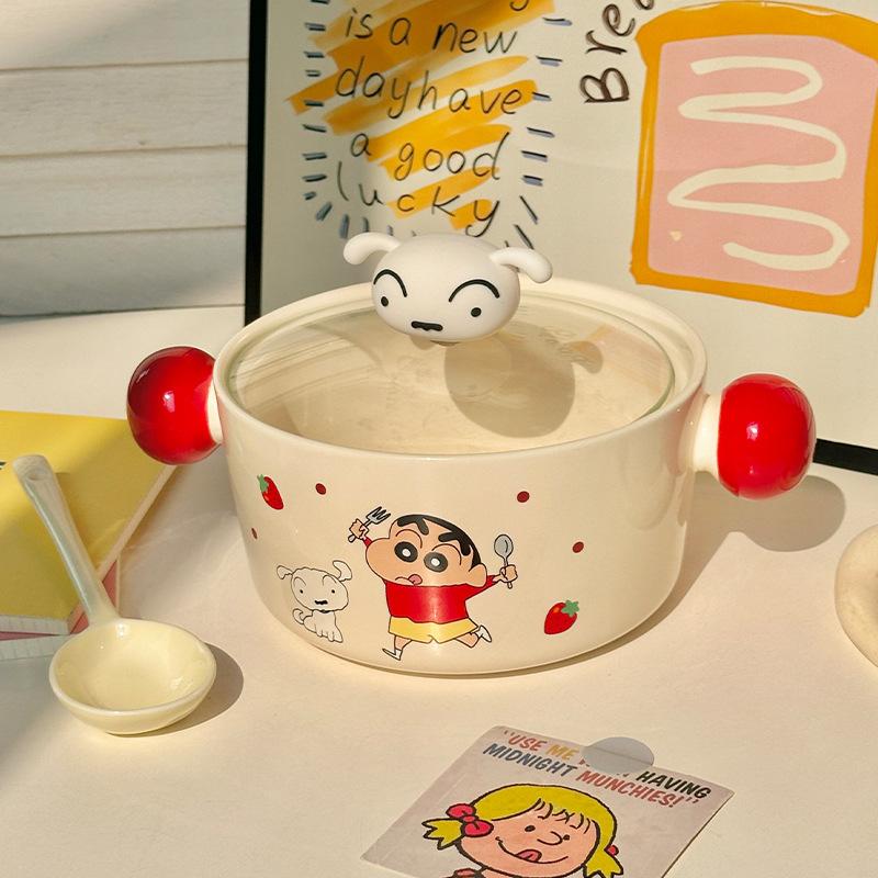 High-value Cute Instant Noodle Bowl with Cover, Student Dormitory Rice Bowl, Household Large-capacity Snail Powder Bowl