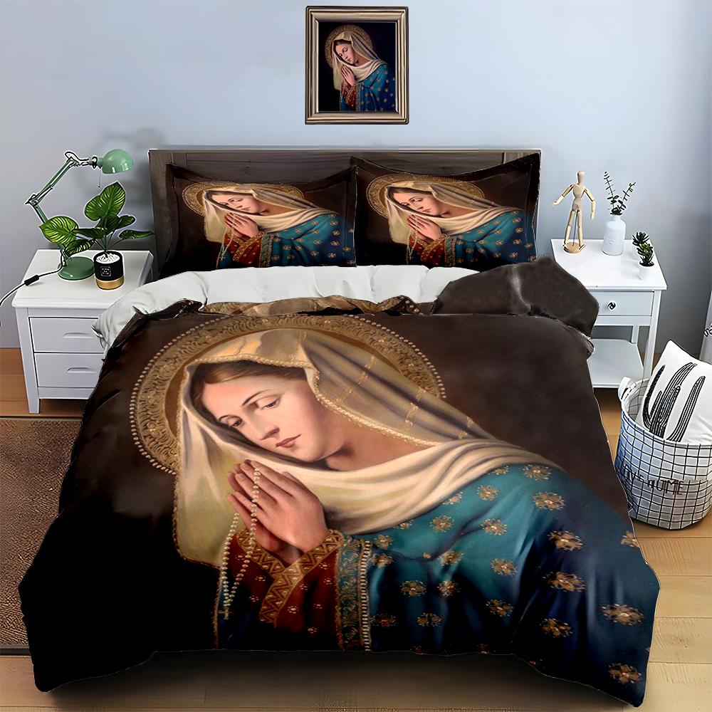 Elegant religious portrait Bedding Duvet cover sets Duvet covers Pillowcases gifts (1 * Duvet Cover 2 * Pillowcases, without duvet insert)
