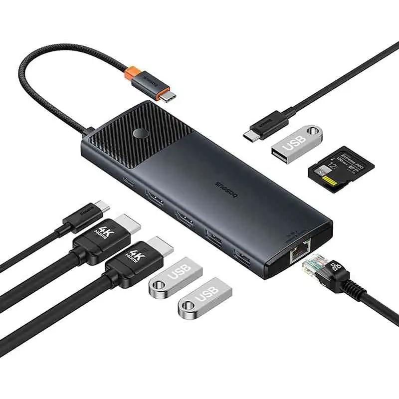 Adapter Hub 10W1 Baseus Usb-C - 2Xhdmi, 3Xusb-A, Usb-C, Rj45, Sd/Tf, Pd (Czarny)