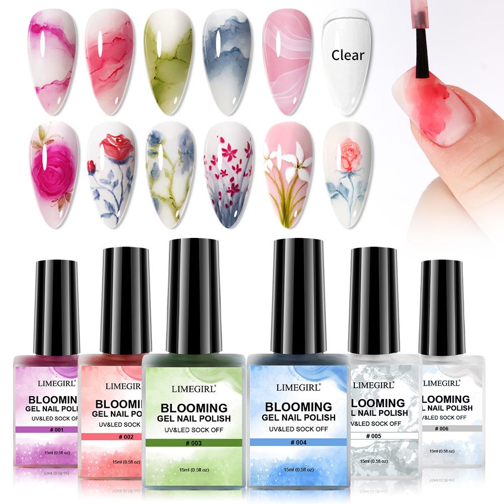 

Cross-Border Gradient Blooming Gel UV Nail Polish - Blush & Marble Texture
