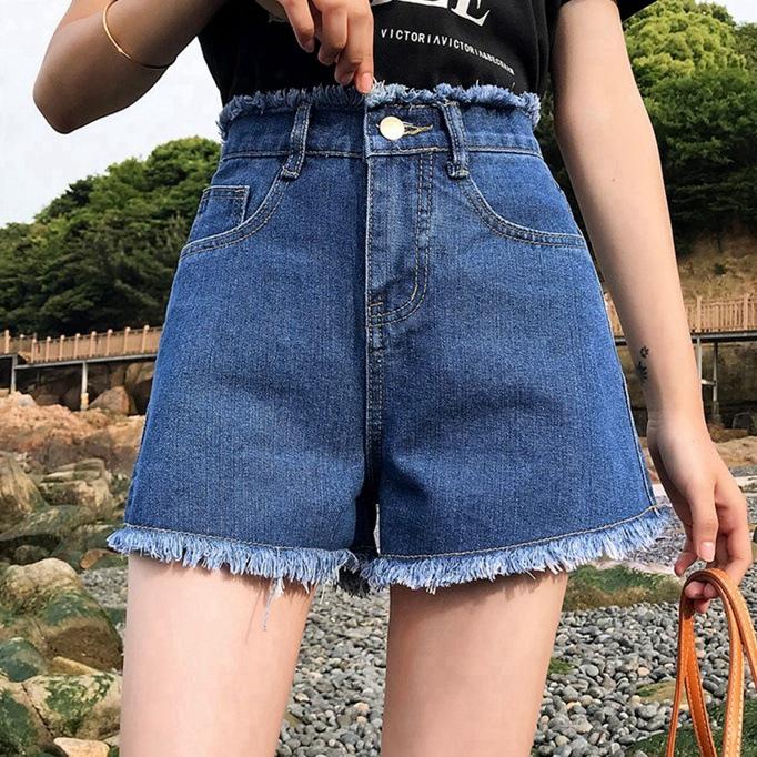 HyunA Style 2020 High Waist Denim Shorts: Women's Trendy Loose Wide-Leg Frayed Hot Pants