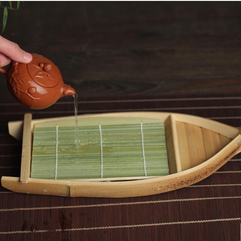 Boat-Shaped Bamboo Water Storage Tea Tray