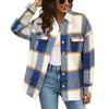 Women's Checkered Button Long Sleeved Loose Casual Shirt Jacket