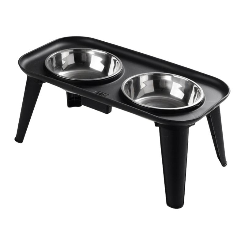 High Neck Relief Dog Dishes Stainless Bowl Durable Elevated Dog Bowl Spill Proof Base For Home Use