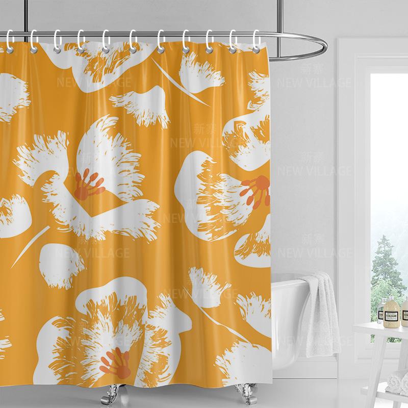 Home Shower Curtains Bathroom Decora Waterproof Fabric Non-Slip Bathmat Water Absorption Curtain Modern Nordic Simple Plant