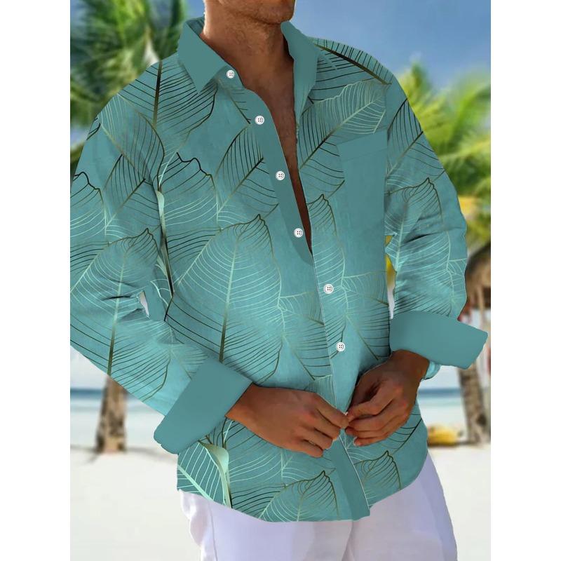 Men's shirts, button down shirts, casual shirts, spring and summer, printed long sleeves, daily, fashionable, comfortable