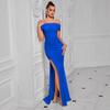 New Sexy Dress Solid Color Shoulder Slim Split Evening Dress Sexy Temperament Women's Long Dress