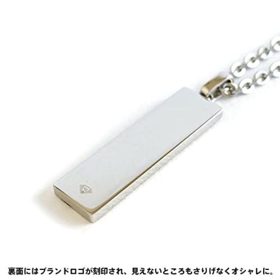 Wrapped Message Plate Necklace Black Clear Zirconia Stainless Steel Black Custom Pouch Included Brand [Lion Heart] Men's