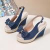 Vintage Rivet Decor Wedge Sandals Women Summer High Heels Platform Sandals Ankle Buckle Beach Shoes