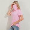 Summer European and American Fashion Casual Multifunctional Dust-proof Sunscreen High-neck Short-sleeved Women's T-shirt