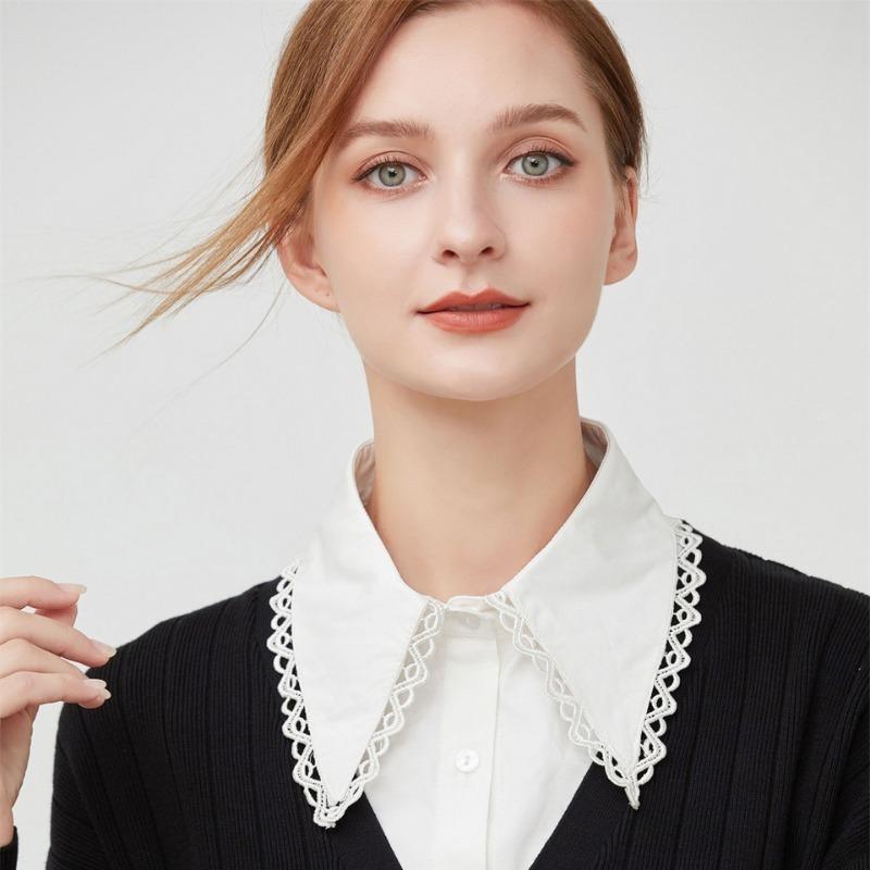 Woman White Lapel Fake Collar Vintage Detachable Shirt Collar for Women Blouse Sweater False Collar Lapel Top Neckwear Ties