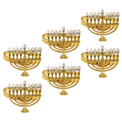 6 Pcs Napkin Ring White Tray Hotel Holders Decorative Buckles Bracket Metal Rings Alloy Menorah Adornment Shaped