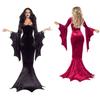 Damen Halloween Gothic Kostümkleid mit Hexenbraut-Thema, Rundhals Langkleid für Cosplay-Party
