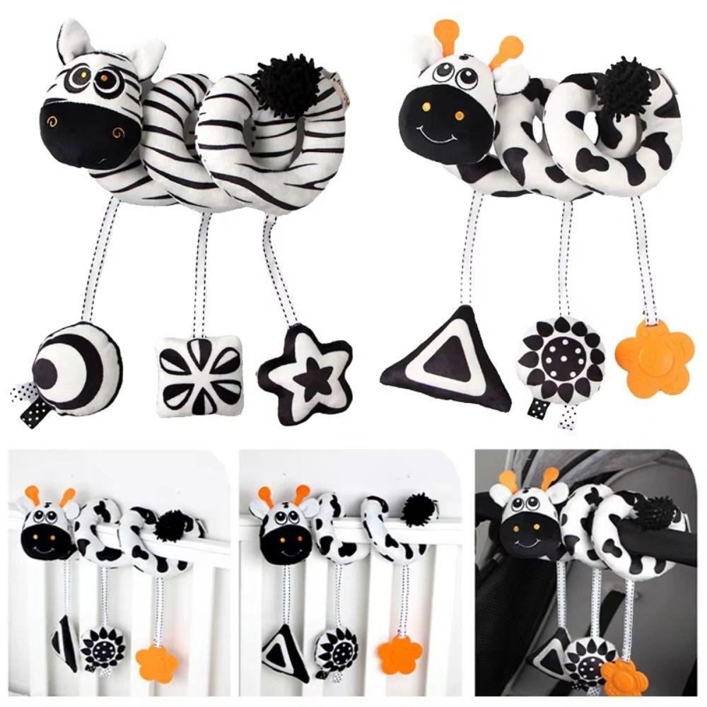 Animal-shaped Baby Stroller Hanging Pendants Cow Plush Stuffed Sensory Toy  Montessori Toys