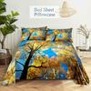 Scene Bed Sheet and Pillowcase Set Bedding Linens Cover Queen King Double Size 220x240 Trees for Bedroom Soft Twin Full Single
