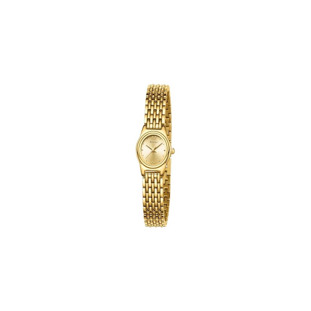 Rovixs Vintage Oval Women s Watch Gold Waterproof Japanese Quartz Movement Stainless Steel Strap with Adjustment Tool