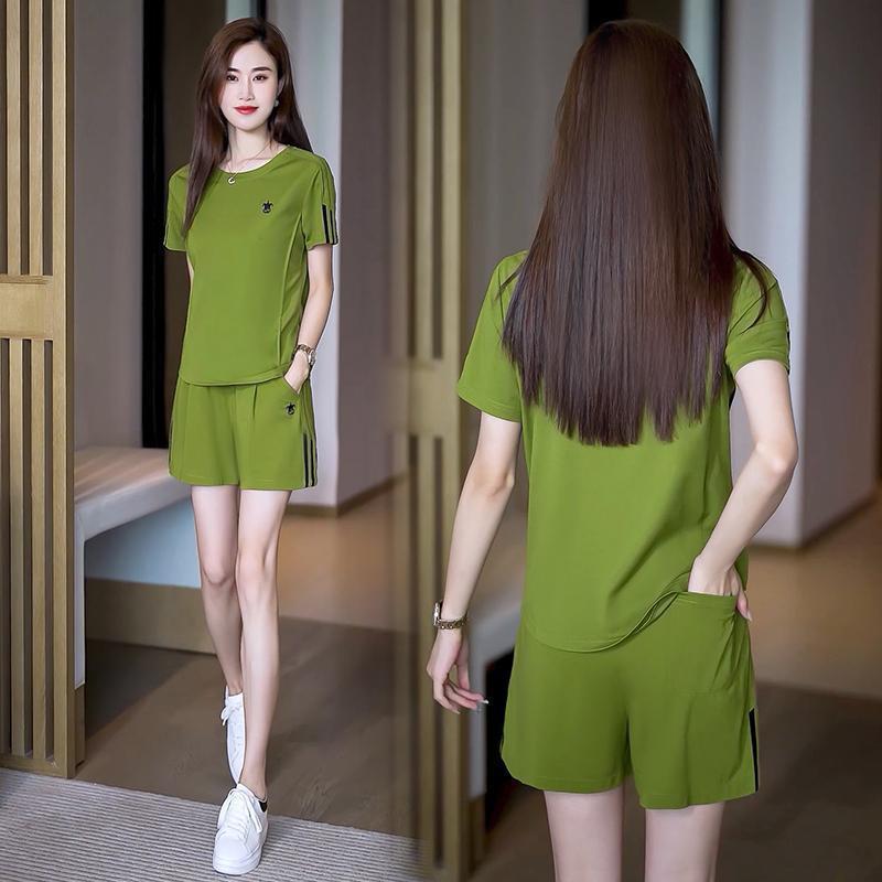 Fashion Casual Sports Suit for Women Summer Thin Fashion Short-sleeved Shorts Two-piece Set