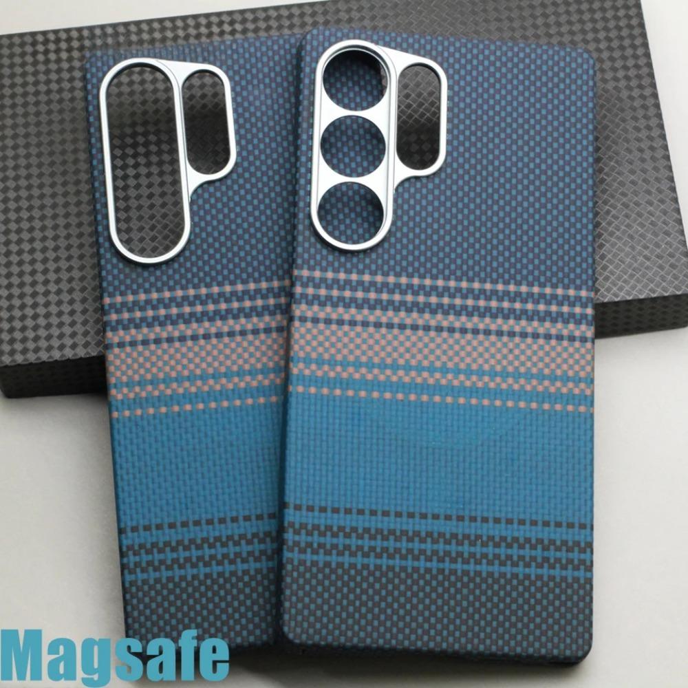 Magnetische Handyhülle aus Kohlefaser für Samsung Galaxy S25 Ultra 600D Aramidfaser Magnetisch Stoßfest Schutzhülle S25 Ultra Magsafe Hülle