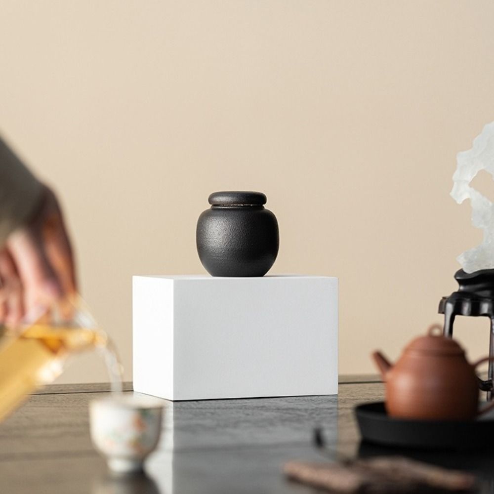 Ceramic Tea Sealed Jar Elegant Tea Cans Multi-function Pu'er Tea Storage Box Home