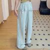 Mint Mambo Striped Casual Pants for Women In Summer New Large Size High Waist Loose Slimming Drooping Wide-leg Pants