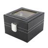 Uhrenorganizer 2 Fächer Uhrenaufbewahrungskoffer Pu-Leder Schlossdesign Uhrenbox Schwarz Tragbarer Schmuckorganizer Schmuckauslage