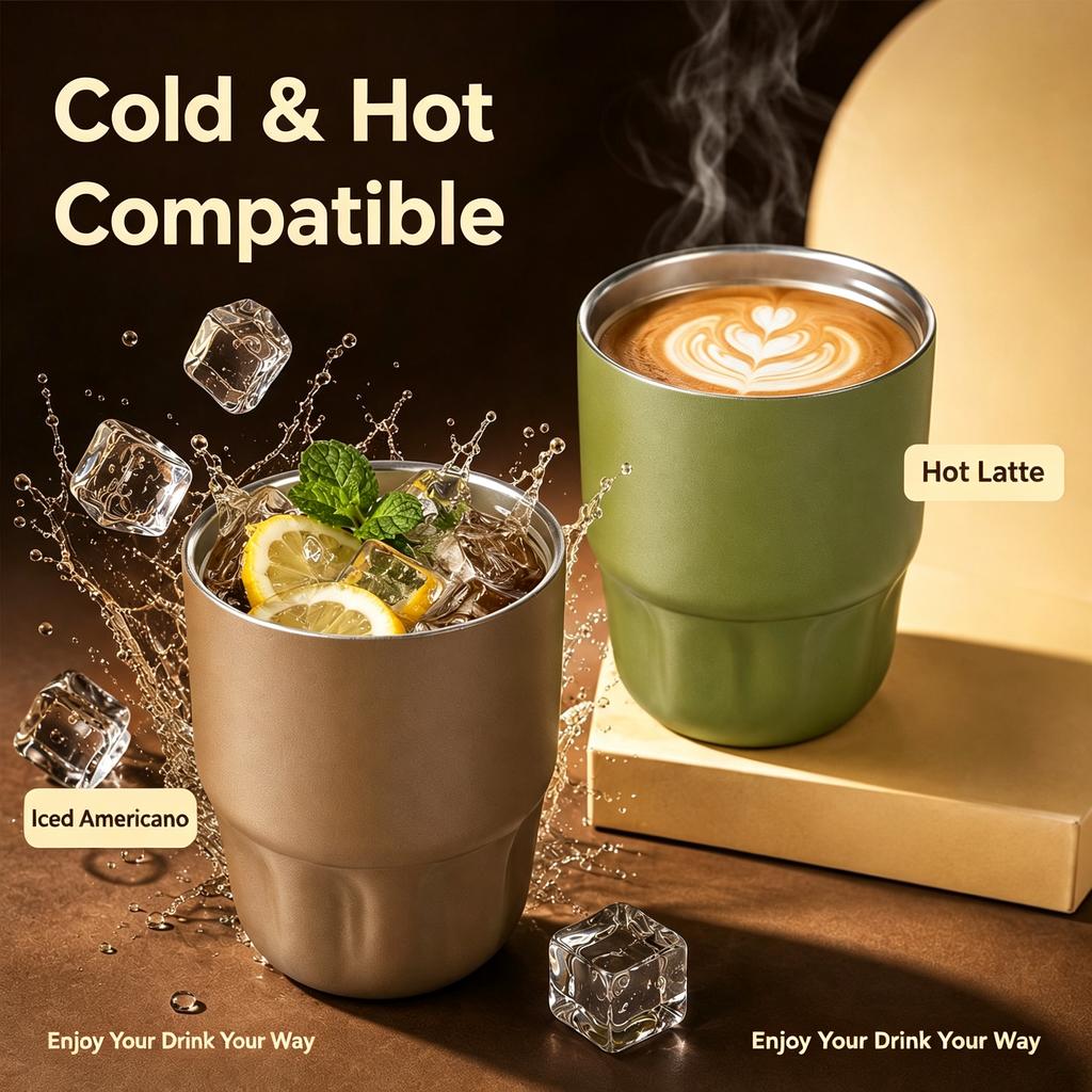 260ml 316 Stainless Steel Coffee Mug Leak Proof Portable Travel Cup for Commute Car Office