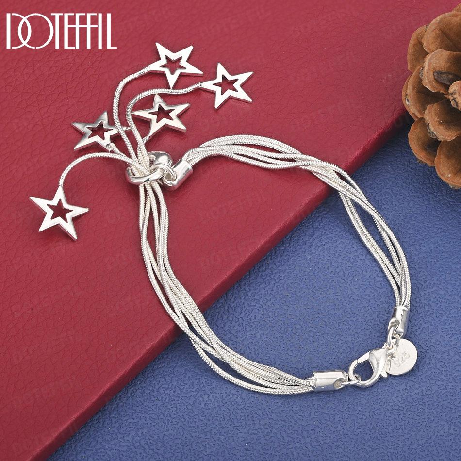 

Браслет-цепочка «Змея» из стерлингового серебра 925 пробы со звездой, свадебное украшение 20cm