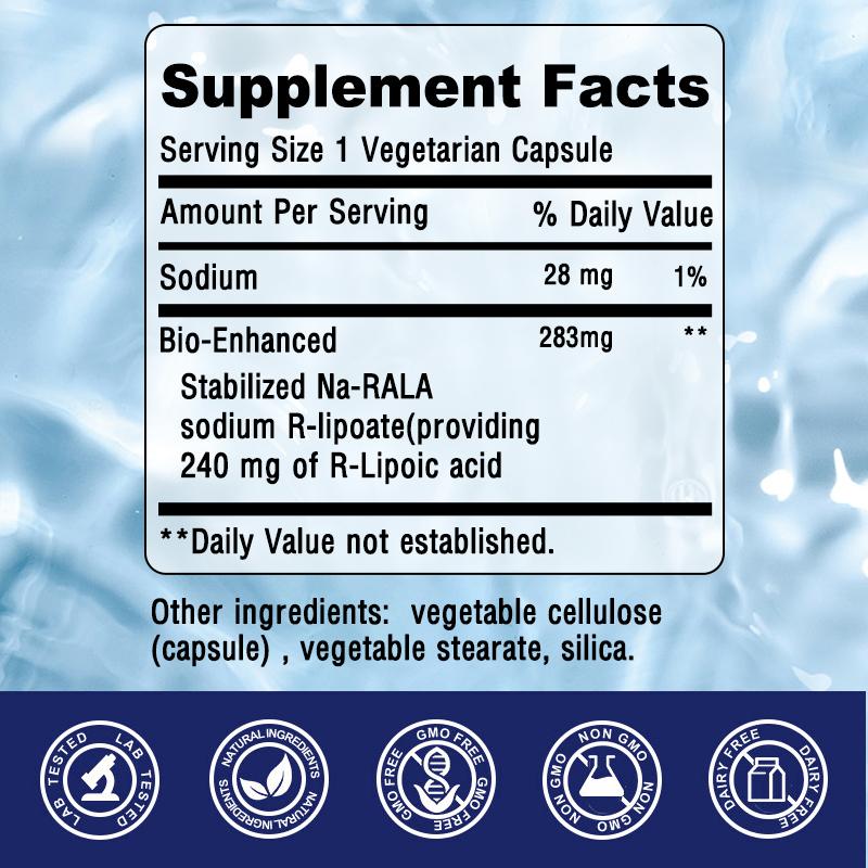 R-Lipoic Acid 240 Mg Dietary Supplement, With Sodium, 120 Capsules Per Bottle