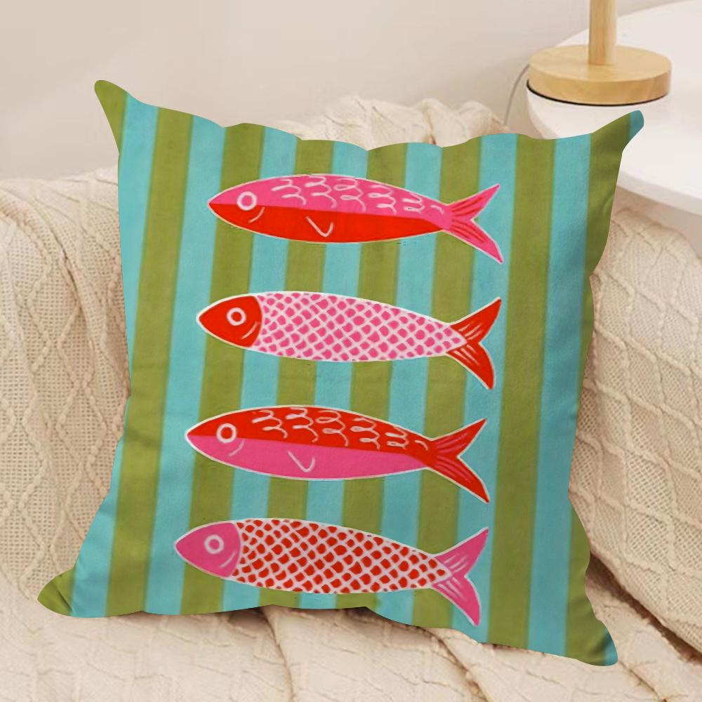 CoastalCharm Sardine Can Cushion Cover Soft Plush Fabric DoubleSided Printed Sofa Cushion Cover for All Seasons Home Decor Gift