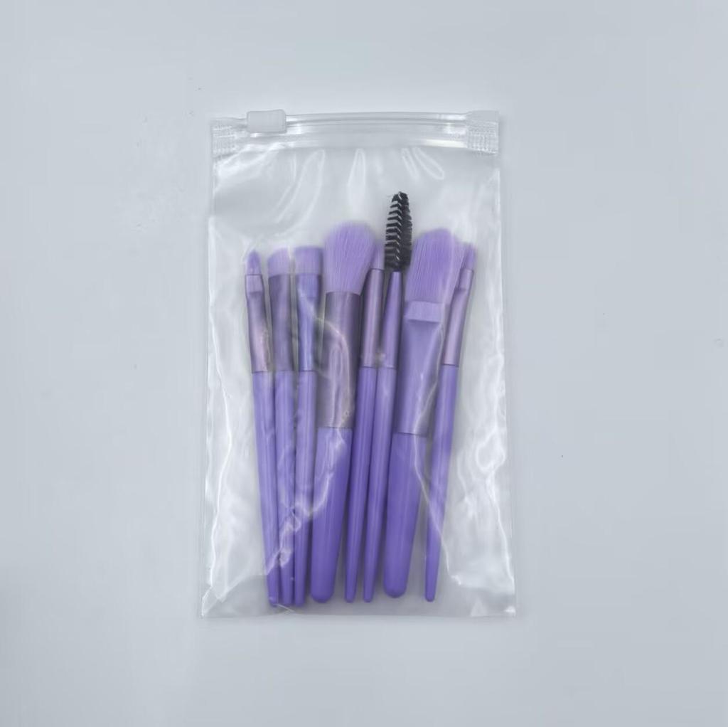 Portable Eight-Piece Morandi Makeup Brush Set with Soft Bristles - Includes Mini Eyeshadow Tools