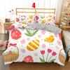 Juego de Ropa de Cama Suave con Huevos de Pascua Estampado 3D Dibujos Animados de Conejo Huevos Funda Nórdica Funda de Almohada de Poliéster Saludos y Regalos Para el Día de Pascua