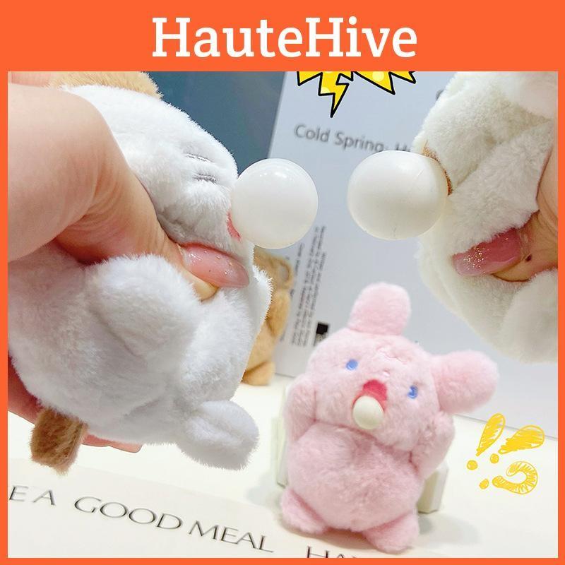 Little Rabbit Panda Surprised Expression Spitting Bubbles Cartoon Pendant Plush