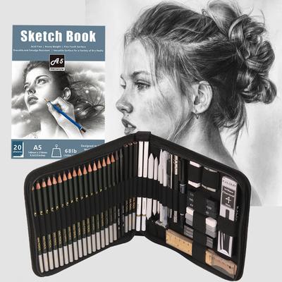 54pcs Sketch Pencil Set 5H-14B Pencil Eraser Charcoal Pencil for Painting Art Sketch Shadows Suitable Beginner Artist Gift