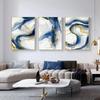 Luxury Style Blue Golden Abstract Simplicity Graphic Art Contemporary Canvas Painting Poster Print Wall Picture Home Decoration