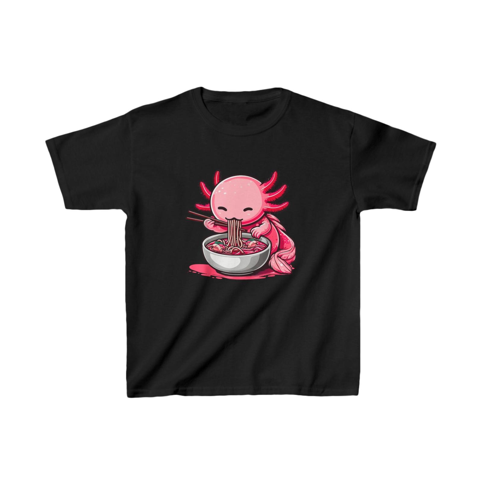Anime Kawaii Axolotl Eating Ramen Noodles Kids Teen Girl Boy T-shirt XXXXL