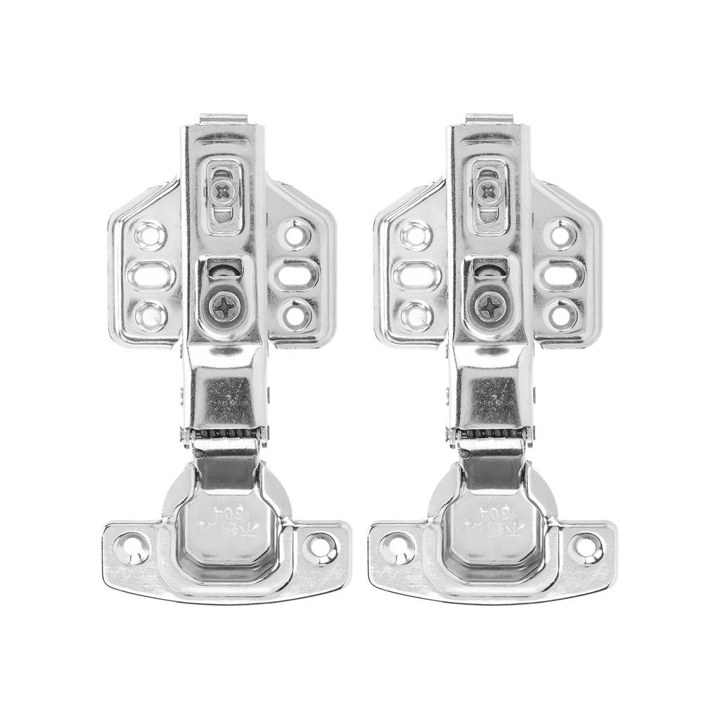 2Pcs Cabinet Hinges Stainless Steel 2.0mm Thick Thicken Base Electroplating Bright Wardrobe Hinge for Kitchen Bathroom