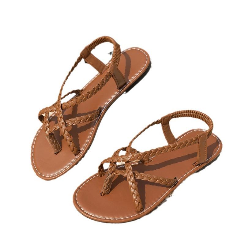 Flat Sandals Summer Elastic Shoes Toe Clippers Women's Flat Sandals