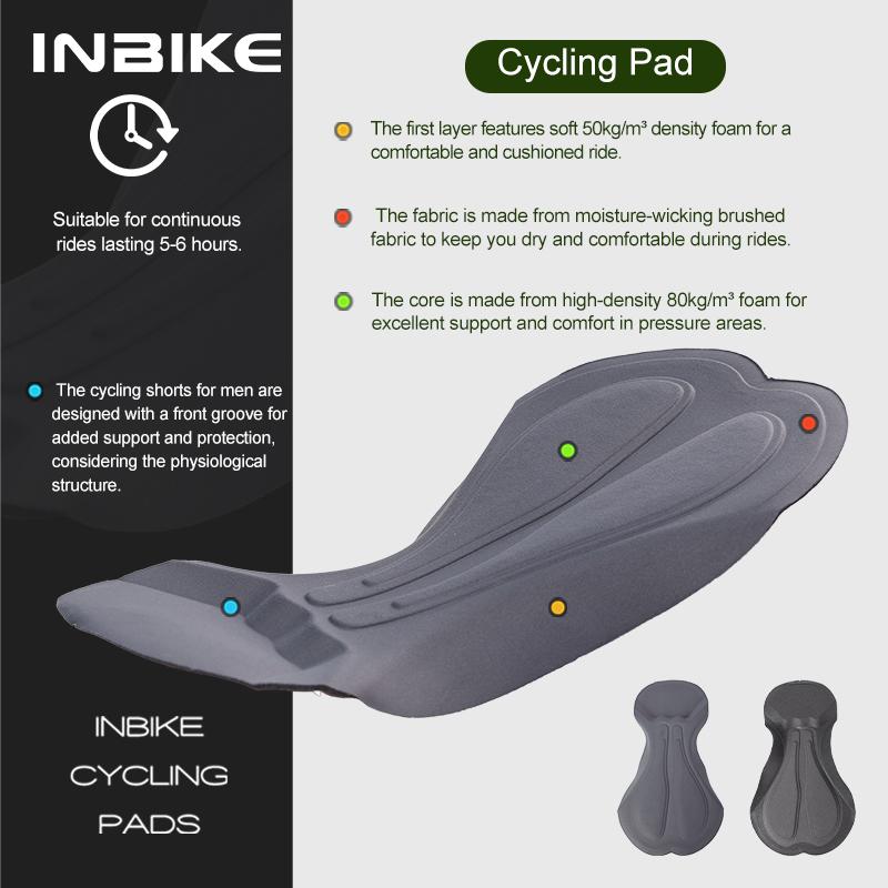 INBIKE Cycling Bib Pants Men's Winter Warm Fleece Mountain Bike Cycling Pants Gel Padded Mountain Bike Pants with Side Pockets