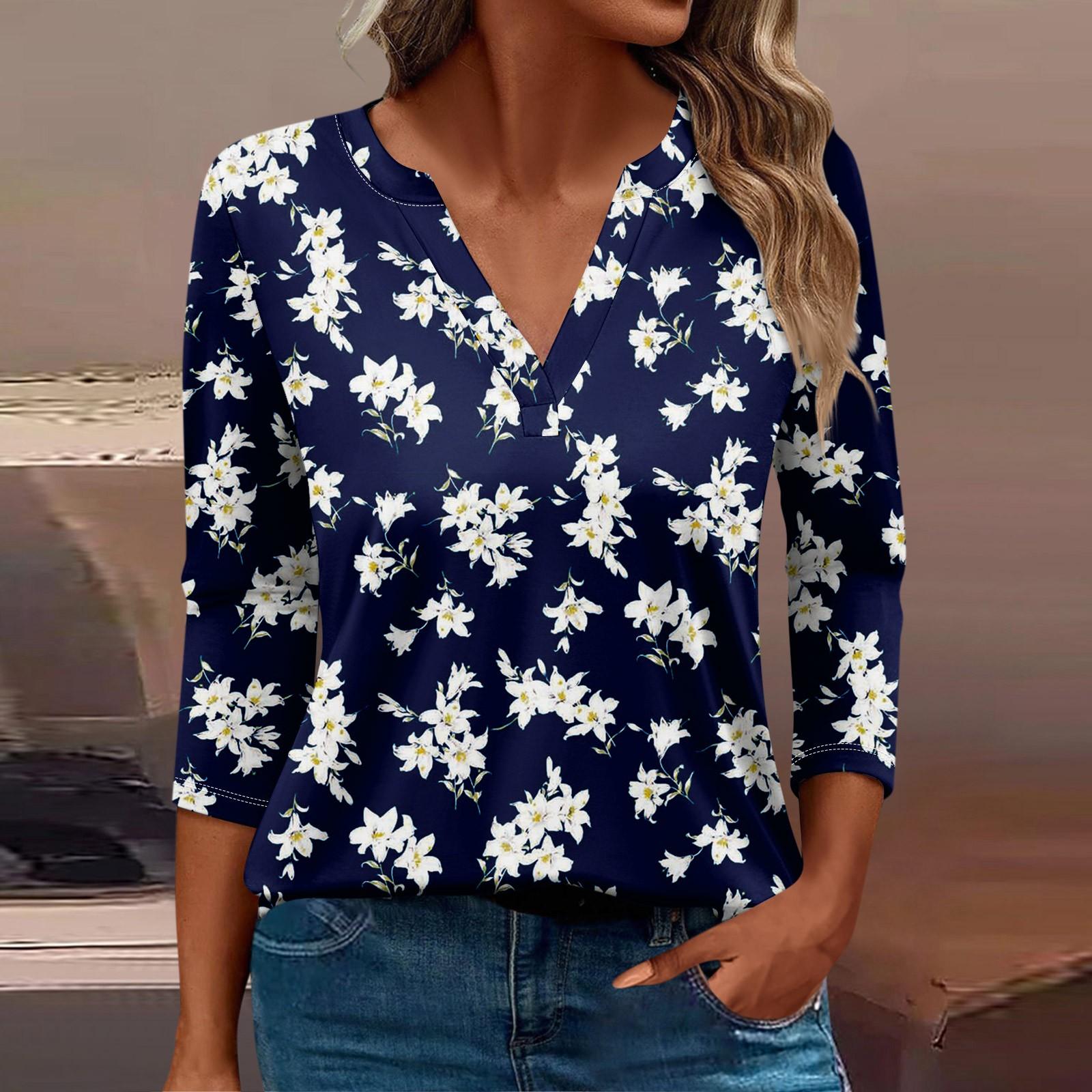 Женская футболка Футболка с принтом Рукав 3/4 Повседневные Выходные Мода Базовый — фото 3