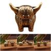 Hochland-Kuh-Figuren für Buchregal-Dekorationen, Hochland-Kuh-Tierstatue Kalb-Liebhaber Geschenk für Außenbereich Garten Buchregal