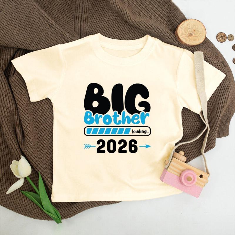

Футболка с принтом Старший Брат 2026 для детей Одежда для объявления о беременности Футболка Большой Брат Детская Ретро Футболка с коротким рукавом Летний Наряд для Мальчиков 110