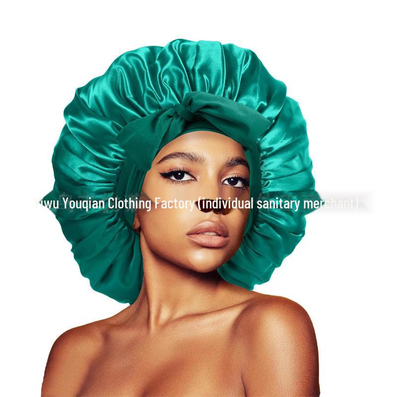 

Эластичная атласная шапочка для сна и душа с широкими полями для женщин – однотонная, большой размер Customizable Color