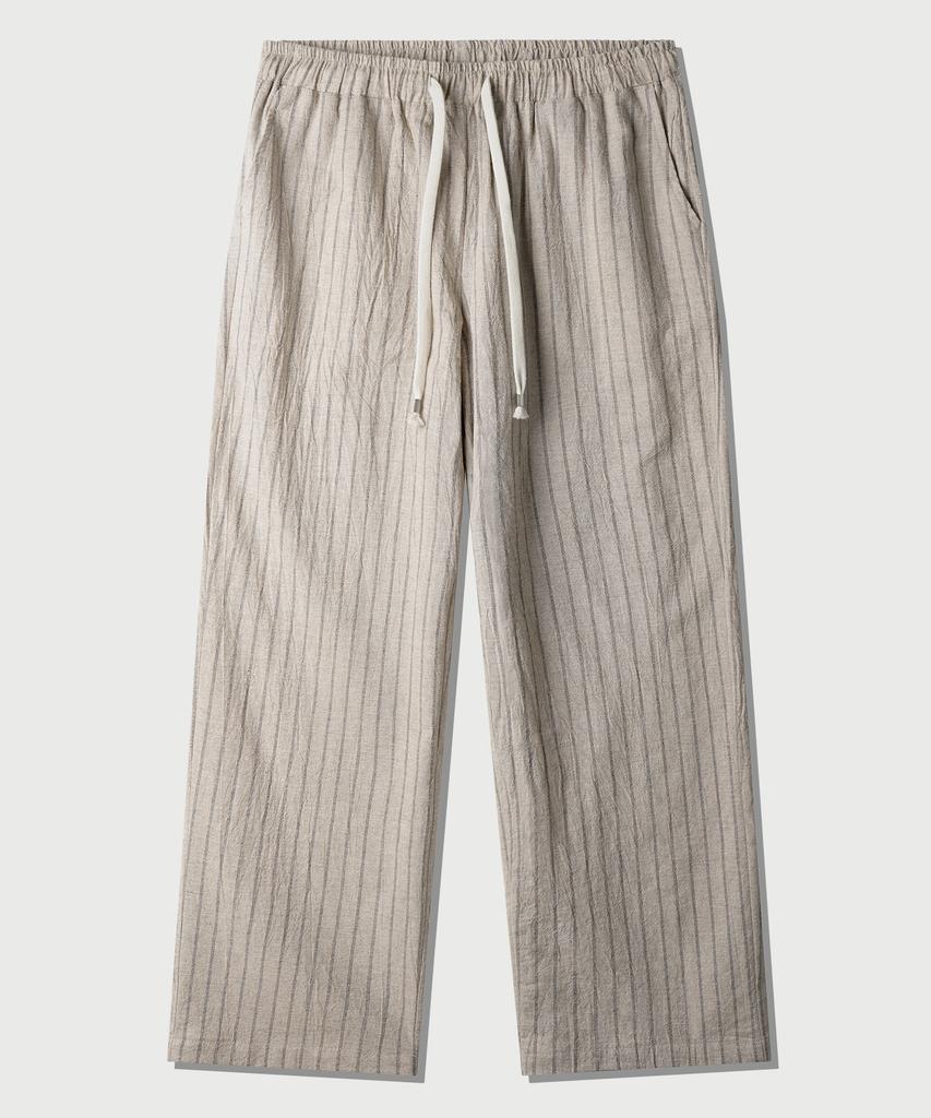 JEMUT Summer Striped Wide Pants Oatmeal Mmlp2628